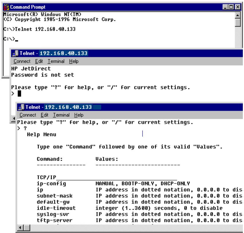 HP JETDIRECT 200M PRINT SERVER - Session Telnet standard - 1