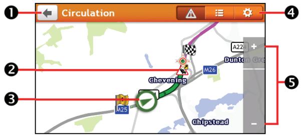 MIO MIVUE DRIVE 65 - Écran Traffic Overview (Aperçu du trafic) - 1