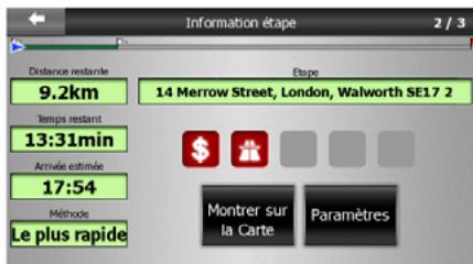 CLARION MAP770 - Données de l'itinéraire affichées (pour la destination et les étapes) - 2