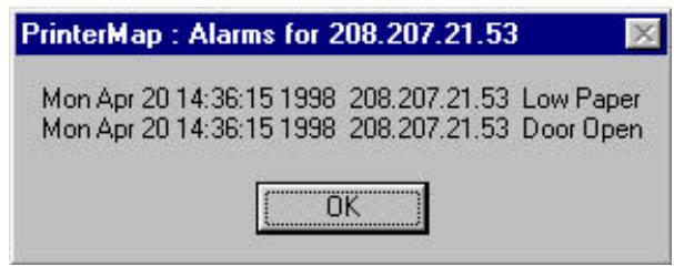 XEROX PHASER 140 - Individual Printer Alarms Window - 1