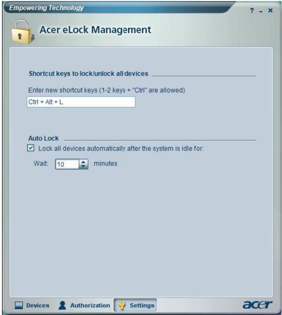 ACER ELOCK MANAGEMENT - Modifier les paramètres - 1