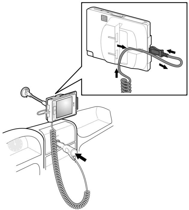 ACER E300 - Pour recharger l'appareil en utilisant le chargeur de voiture : - 1