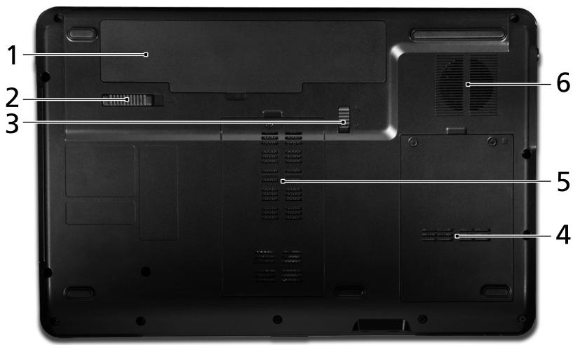 ACER EMACHINES E525 - Vue de la base - 1
