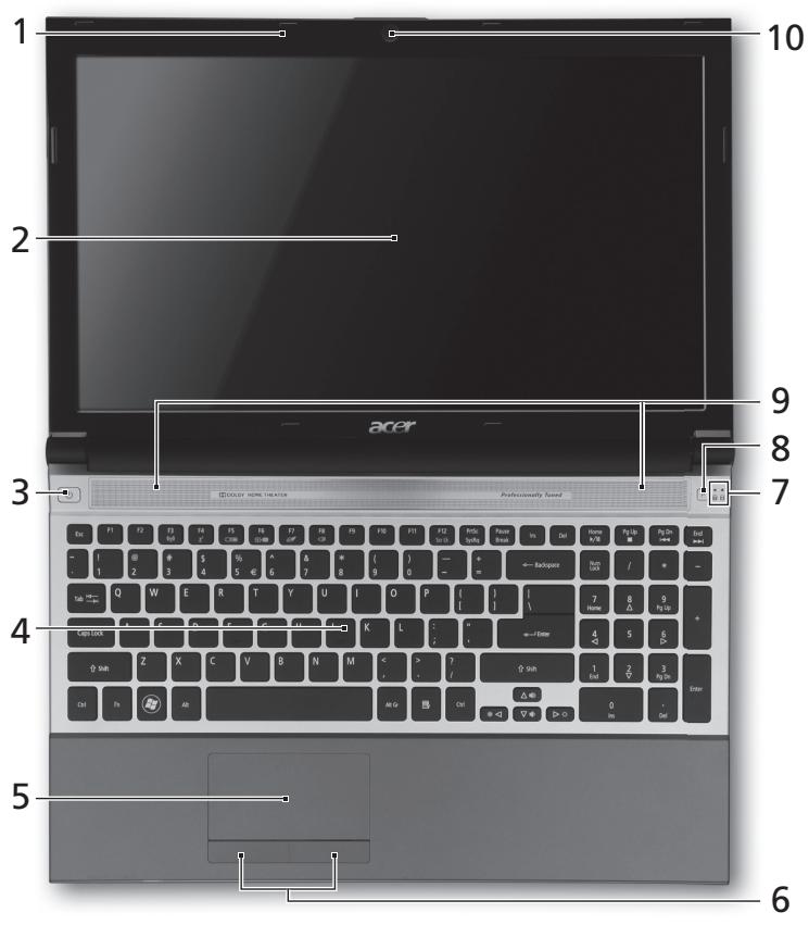 ACER ASPIRE 5830T - Vue supérieure - 1