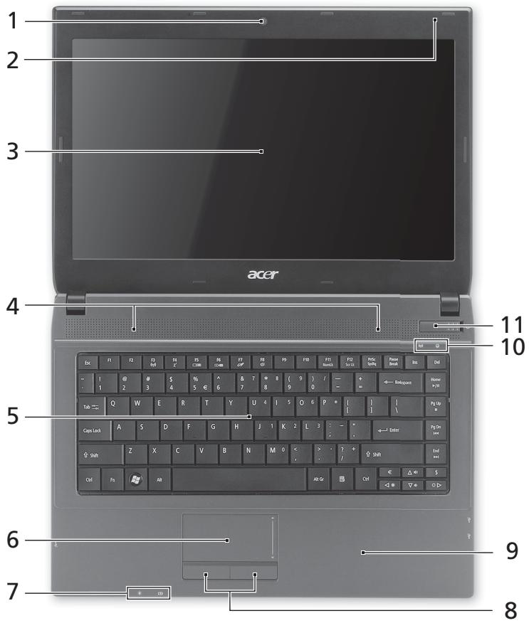 ACER TRAVELMATE 4740G - Pohled shora - 1