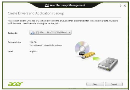 ACER ASPIRE V3-771G-73636G1TMAII - Erstellen einer Kopie von Treibern und Applikationen - 3