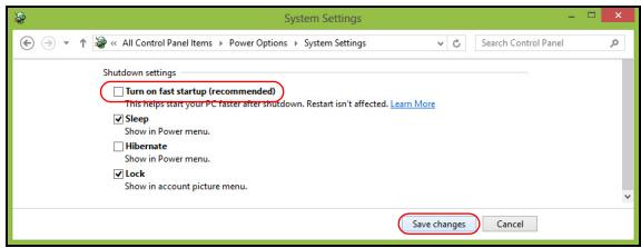ACER ASPIRE V3-771G-73636G1TMAII - Nopean kännistymisen poistaminen käytösta - 4