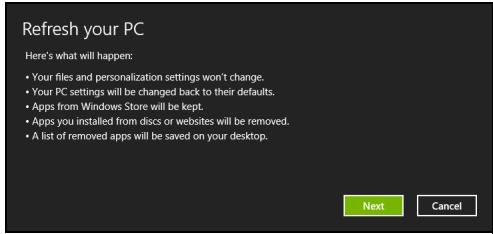 ACER ASPIRE V3-771G-73636G1TMAII - Aangepast herstellen met Acer Recovery Management 1. Klik op Aangepast herstel (gebruikersgevevens behouden). - 2