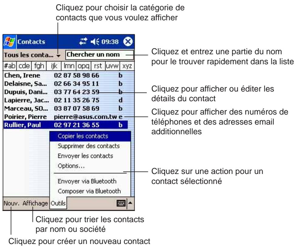 ASUS MYPAL A716 - Contacts: Coordonnées des amis et collégues - 1