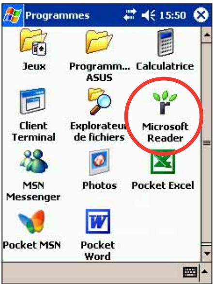 ASUS MYPAL A716 - Pour lancer Microsoft Reader: - 1