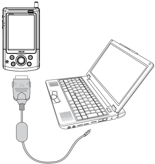 ASUS MYPAL A716 - Pour connecter le Pocket PC à l'ordinateur sans la base: - 1