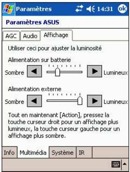 ASUS MYPAL A716 - Pour modifier les paramètres d'affichage: - 1