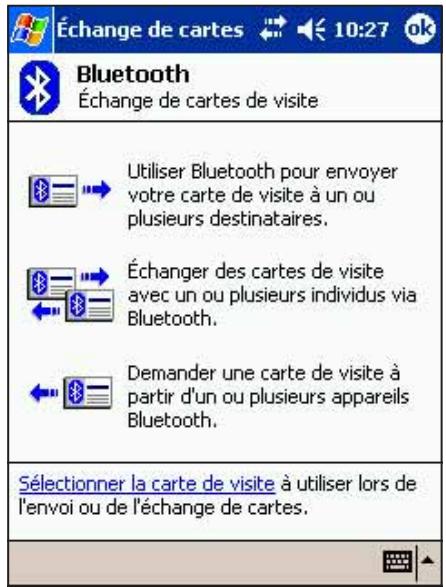 ASUS MYPAL A716 - Pour lancer l'écran d'échange de cartes de visite: - 1