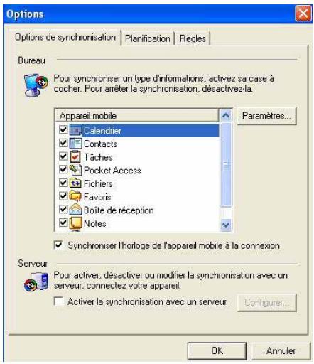 ASUS MYPAL A716 - PourCHOISIR les elements a synchroniser: - 1