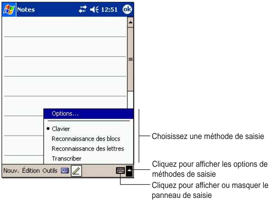 ASUS MYPAL A716 - Entrer du texte en utilisant le panneau de saisie - 1