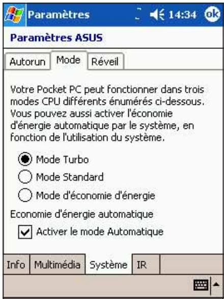 ASUS MYPAL A716 - Pour modifier le mode d'opération: - 1