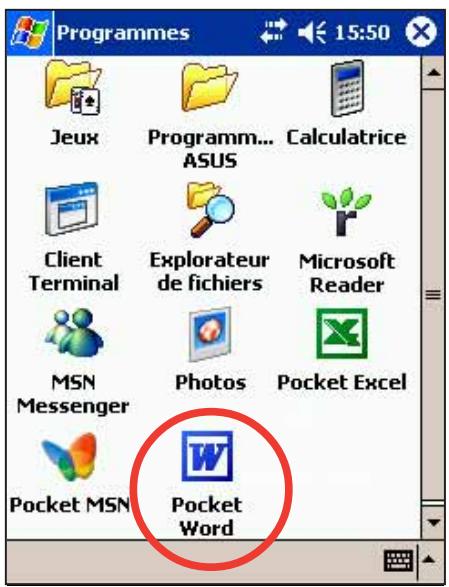 ASUS MYPAL A716 - Pour creer un nouveau document Word : - 1
