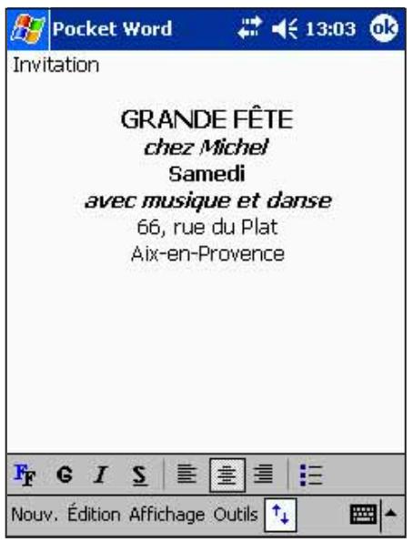 ASUS MYPAL A716 - Sauvegarder des documents Pocket Word Pour sauvegarder un document Word : - 1