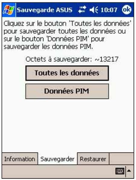 ASUS MYPAL A716 - Pour saugevarder toutes les données de votre apparéil: - 1