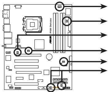 ASUS P5B DLX - Connecteurs de ventilation CPU, chàssis, et alimentation (4-pin CPU_FAN, 3-pin CHA_FAN1, 3-pin CHA_FAN2, 3-pin CHA_FAN3, 3-pin PWR_FAN; WiFi-AP Edition: 3-pin CHA_FAN4, 3-pin CHA_FAN5) - 2