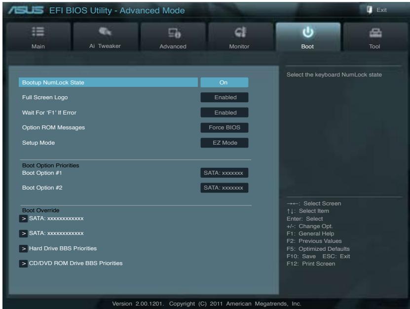 ASUS P8Z68-V LX - Menu boot (démarrage) - 1