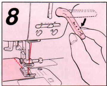 SINGER FUTURA 4000 N - How to use the stitch length manual override button and lever Comment utiliser le bouton et le levier de réglage manuel de longueur Comoutilizar el boton y la palanca manual de anulacion - 19