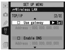 NIKON WT-2 - TCP/IP Menu, Page 2/3 - 1