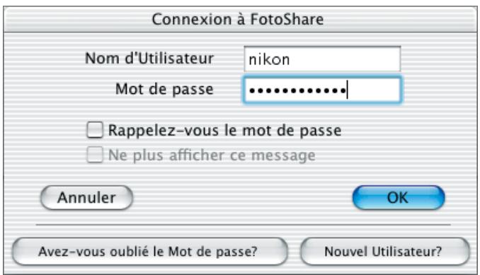 NIKON VIEW 5.5 - Boîte de dialogue « Connexion à FotoShare » - 1