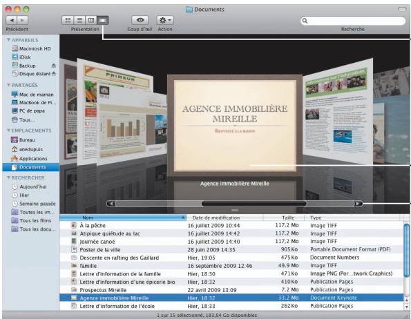 AppAREILS Macintosh HD Disk Backup Disque distant PARTACÉS Mac de maman Macbook de P... PC de pape Tous... EMPLACEMENTS Bureau anénupuis Applications Documents RECHERCHER Aujourd'hui Hier Semaine passée Toutes les îments... Toutes les documents... Name Date de modification Taille Type À la pêche 16 juillet 2009 10:44 117,2 Mo Image TIFF Atipique quiktude au lac 16 juillet 2009 14:42 117,2 Mo Image TIFF Journée canoé 16 juillet 2009 14:40 117,2 Mo Image TIFF Poster de la ville 28 juin 2009 14:35 965ko Portable Document Format (PDF) Descente en rafting des Gaillard Hier, 19,05 475ko Document Numbers famille 16 septembre 2009 12:46 49,9 Mo Image TIFF Lettre d'information de la famille Hier, 18,30 471ko Image PNG (Por...twork Graphics) Lettre d'information d'une epicerie bio Hier, 18,32 410ko Publication Pages Prospectus Mireille 22 avril 2009 13:09 7,2 Mo Publication Pages Agence immobilière Mireille Hier, 18,32 31,2 Mo Document Keynote Lettre d'information de l'école Hier, 18,33 262ko Publication Pages