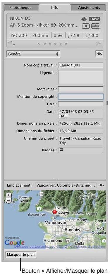 APPLE APERTURE 3.3 - Utilisation des informations d'emplacement à l'aide de l'inspecteur d'informations - 1