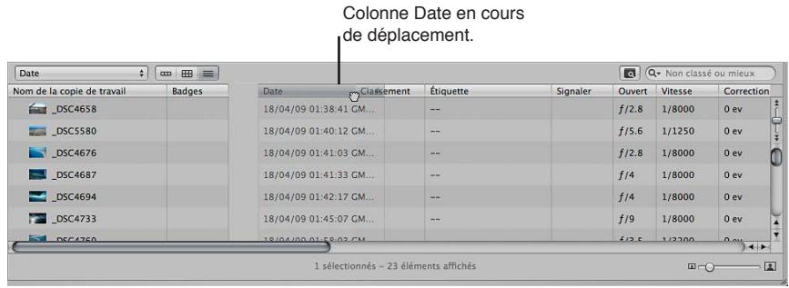 APPLE APERTURE 3.3 - Pour réorganiser les colonnes de métadonnées en présentation par liste - 1