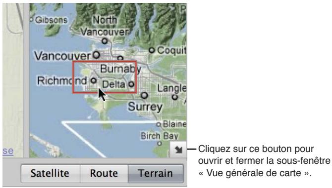 APPLE APERTURE 3.3 - Pour ouvrir et fermer la sous-fenêtre « Aperçu de la carte » - 1