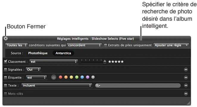 APPLE APERTURE 3.3 - Pour créer un album intelligent dont le champ de recherche ne couvre qu'un seul projet - 2