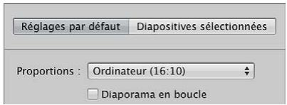 APPLE APERTURE 3.3 - Pour définir les proportions du diaporama - 1