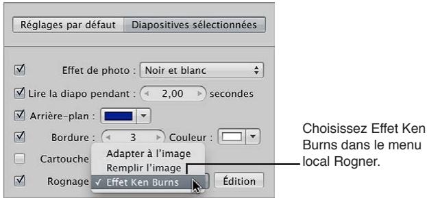 APPLE APERTURE 3.3 - Application d'un effet Ken Burns à certaines diapositives - 1
