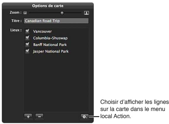 APPLE APERTURE 3.3 - Pour afficher des lignes de direction entre les emplacements affichés sur la carte - 1