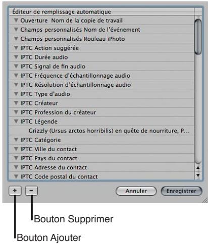 APPLE APERTURE 3.3 - Pour configurer les entrées de remplissage automatique dans l'éditeur de remplissage automatique - 1