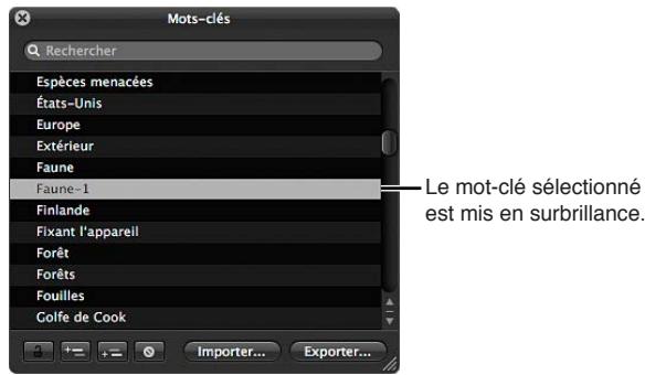 APPLE APERTURE 3.3 - Pour supprimer un mot-clé ou un groupe de mots-clés de la bibliothèque - 1