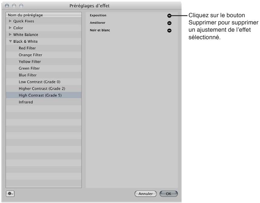 APPLE APERTURE 3.3 - Pour supprimer un ajustement d'un effet - 1