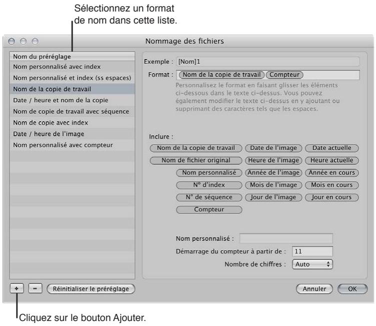 APPLE APERTURE 3.3 - Pour créer un nouveau format de nom - 2