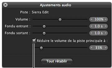 APPLE APERTURE 3.3 - Pour ajouter un fondu sortant à un clip audio de la piste audio secondaire - 2