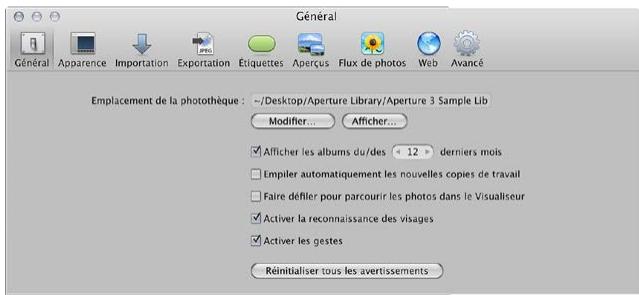 APPLE APERTURE 3.3 - Vue d'ensemble des Préférences Aperture - 1