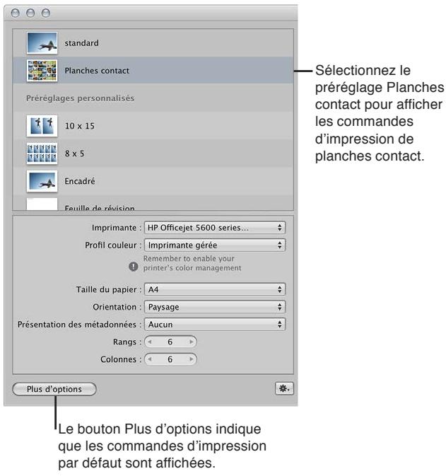 APPLE APERTURE 3.3 - Pour accéder aux commandes des préréglages des planches contact - 1