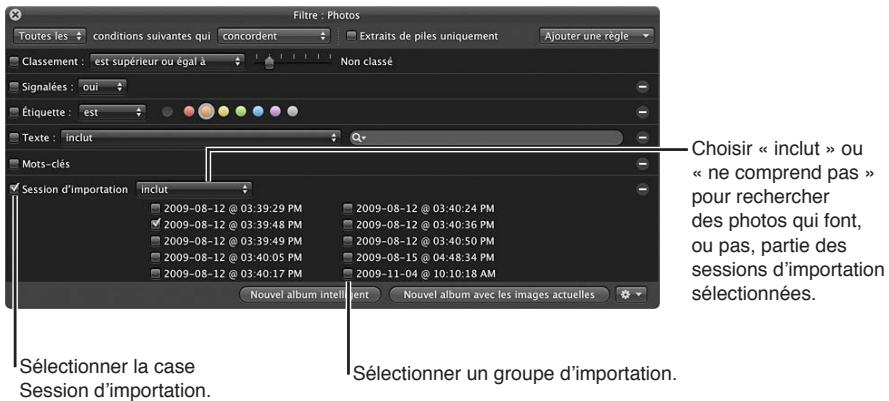 APPLE APERTURE 3.3 - Pour rechercher des photos en fonction de la session d'importation - 1