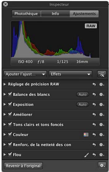 APPLE APERTURE 3.3 - Pour afficher ou masquer la palette de l'inspecteur - 1
