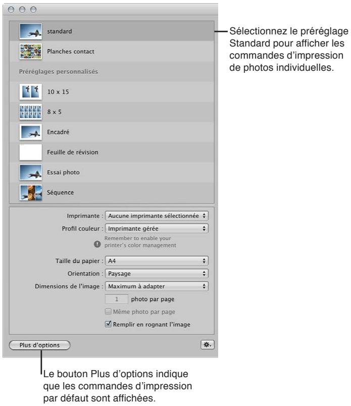 APPLE APERTURE 3.3 - Pour accéder aux commandes des préréglages d'impression standard - 1