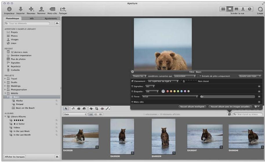 APPLE APERTURE 3.3 - À propos de la palette de filtre - 1