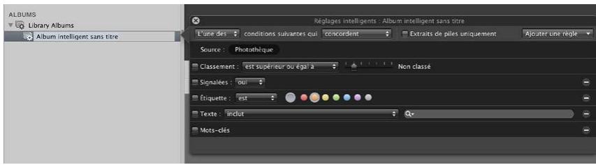 APPLE APERTURE 3.3 - Pour créer un album intelligent dont le champ de recherche ne couvre qu'un seul projet - 3