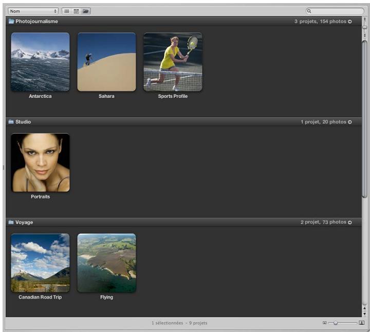 APPLE APERTURE 3.3 - Organisation des projets en présentation Projets - 1