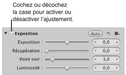 APPLE APERTURE 3.3 - Pour activer ou désactiver un ajustement - 1